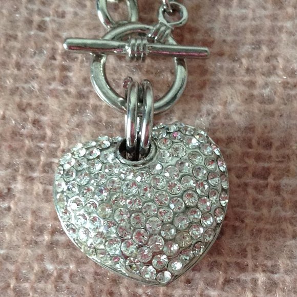 Bracelet with 3D Pave Heart Dangling Charm - Picture 3 of 4